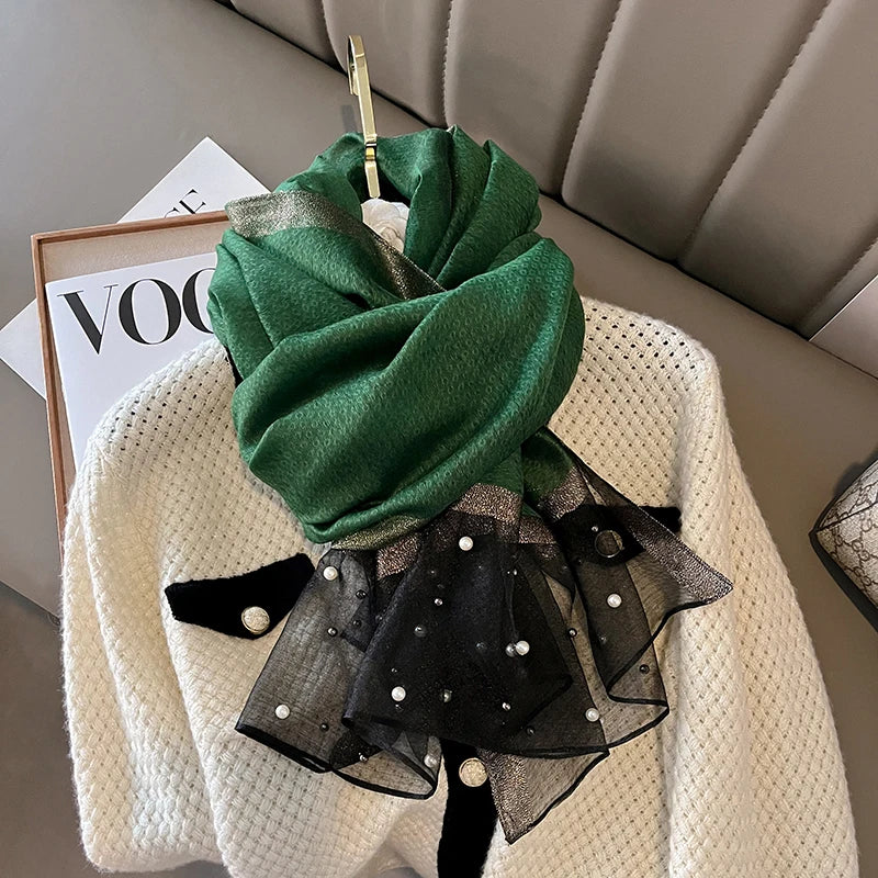 2023 Luxury Brand Women Fashion Scarf Plain Solid Silk Linen Shawls Scarves Summer Lady Bandanas Foulard Hijab