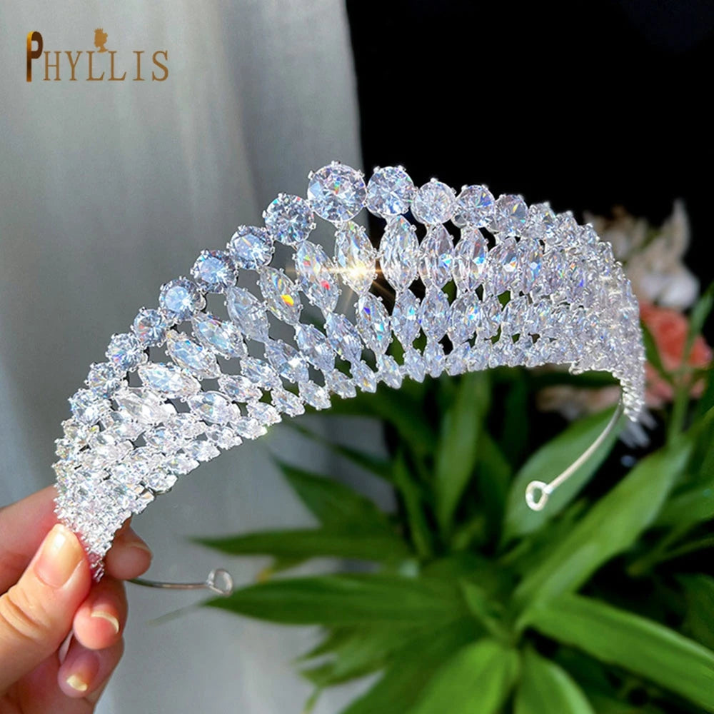 A366 Vintage Bridal Tiaras and Crown Zircon European Hair Accessories Party Wedding Headdress Crystal Headband Bride Headwear