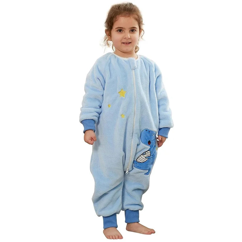 MICHLEY Cartoon Flannel Children Baby Sleeping Bag Sack Warm Winter Clothes Toddler Sleepsack Pajamas For Girls Boys Kids 1-6T