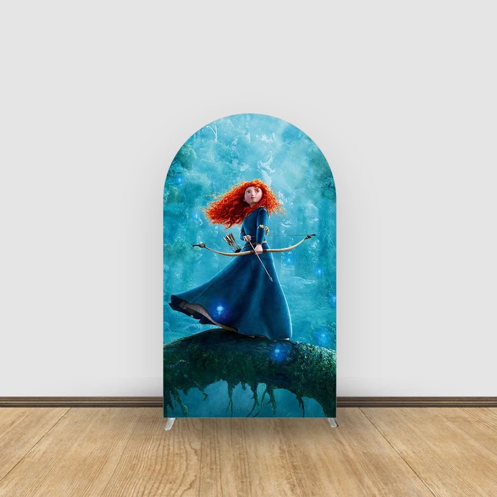 Disney Brave Legend Merida Theme Arch Background Cover Birthday Party Balloon Decoration for Arch Backdrop Stands-spandex Fabric
