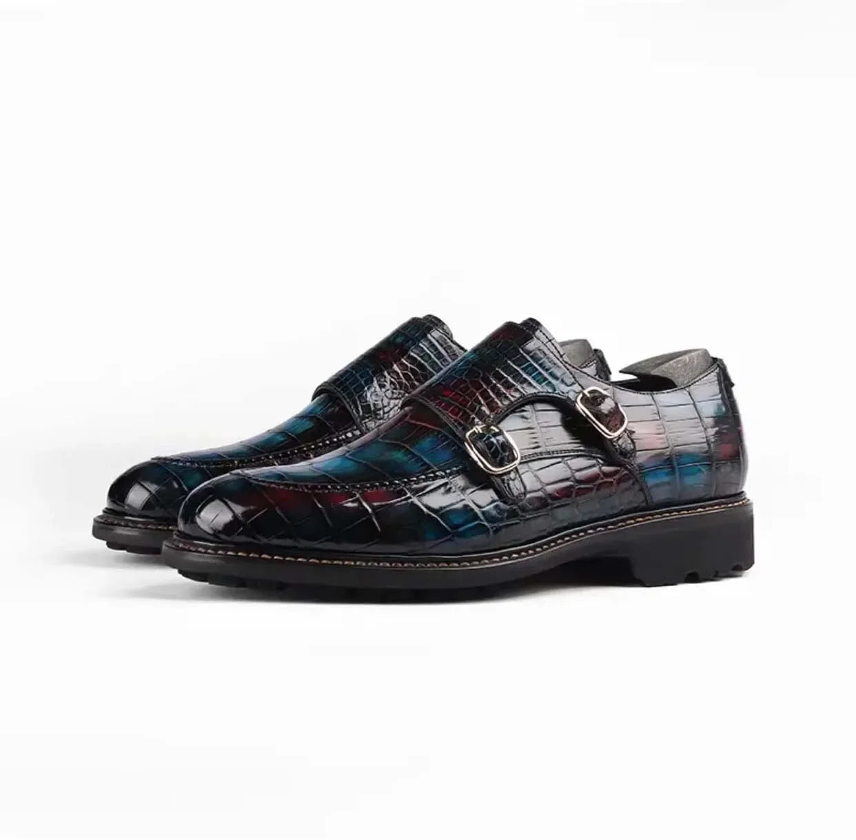 shenzhuangsanbao new men dress shoes male crocodile shoes brush color rubber sole