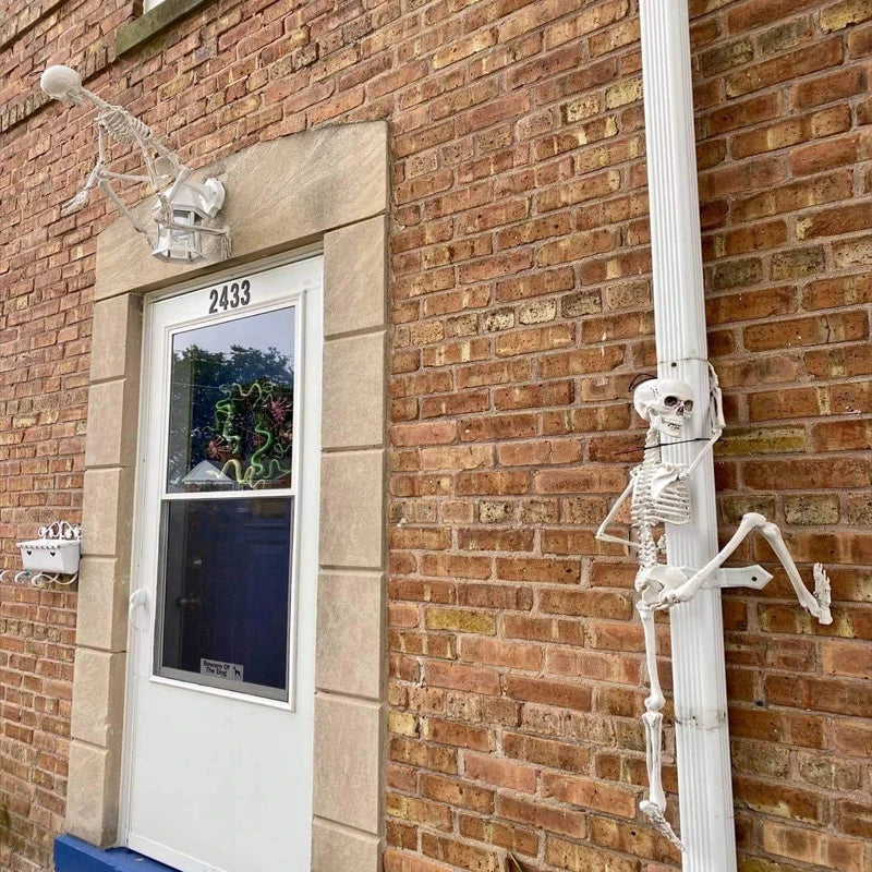 Skeleton Halloween Decorations 40cm Posable Funny Lifelike Plastic Skeletons for Haunted House Graveyard Scene Party Props Decor