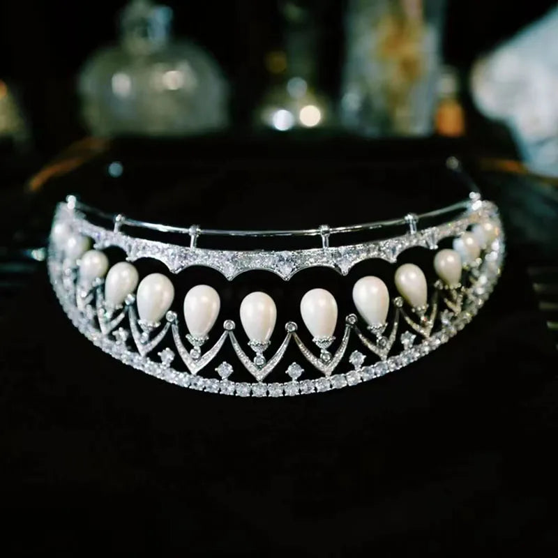 Bridal Round Tiaras and Crown Crystal Wedding Headpiece Vintage Royal Queen Women Pageant Prom Rhinestone Hair Jewelry Accessory