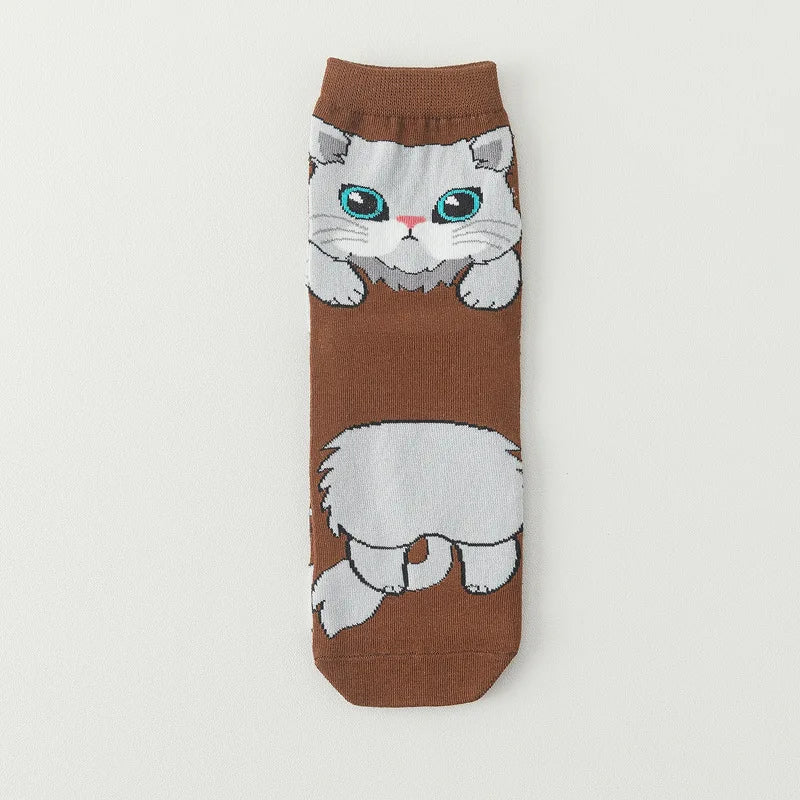 25 Patterns Korea Japan Fashion Funny Cartoon Lovely Cats Happy Socks Women Girls Casual Streetwear Cute Dress Sox Spring Summer
