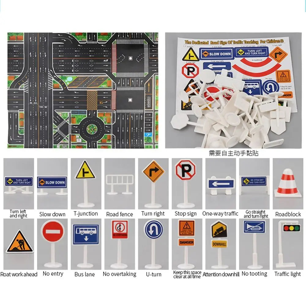 Kinder Geschenk Spielmatte Kinderspielzeug Straßenteppich Spielmatte Kletterspielzeug Stadtparkplatz Straßenkarte DIY Verkehrsschilder