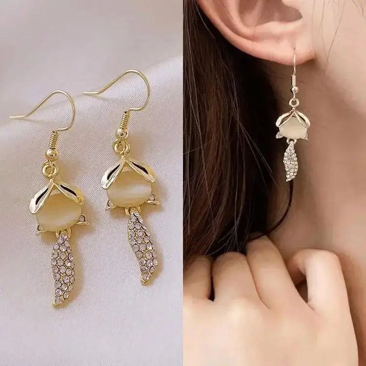 925 Silver Needle Korean Fashion Crystal Heart Earrings For Women Jewelry 2024 Trending Women's Red White Pearl Drop Earrings