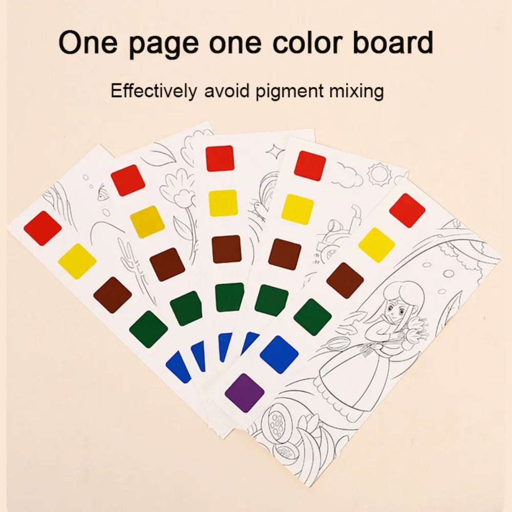 Portable Children Watercolor Painting Book 20 Sheets Gouache Graffiti Picture 1 Pen Coloring Water Drawing Books Set Kids Toy