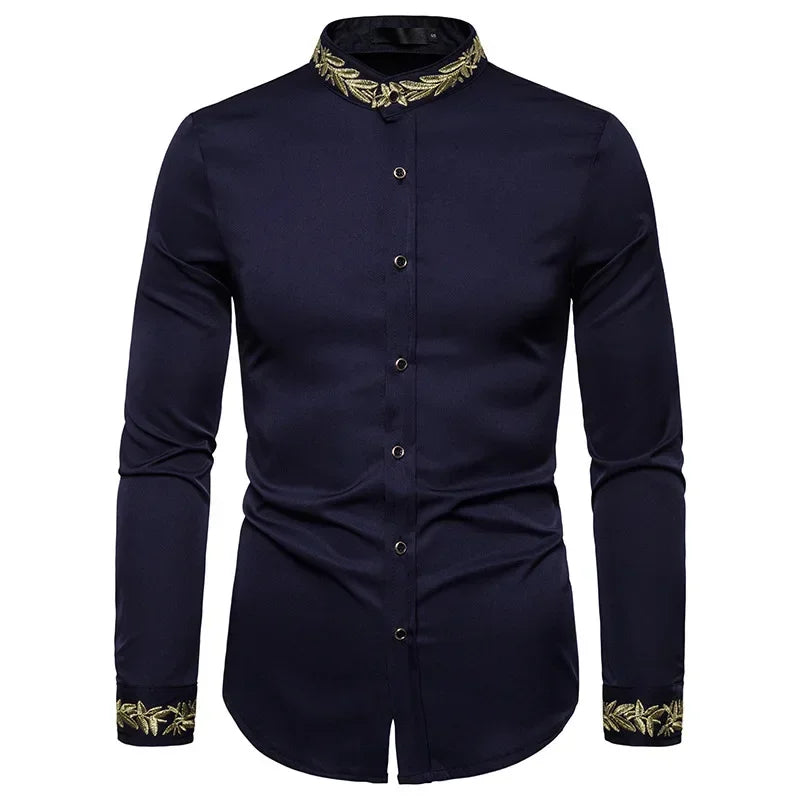 Men's Summer Casual Long Sleeve Shirts Slim Fit Turn Down Collar Shirts Formal Office Business Shirts for Men Tops Big Size mon