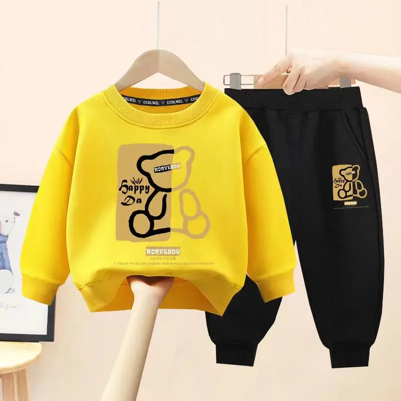 Herbst Baby Mädchen Kleidung Set Kid Junge Cartoon Bär Gedruckt Sweatshirt Pullover Und Hosen 2 stücke Anzug Kinder Top Bottom Trainingsanzug