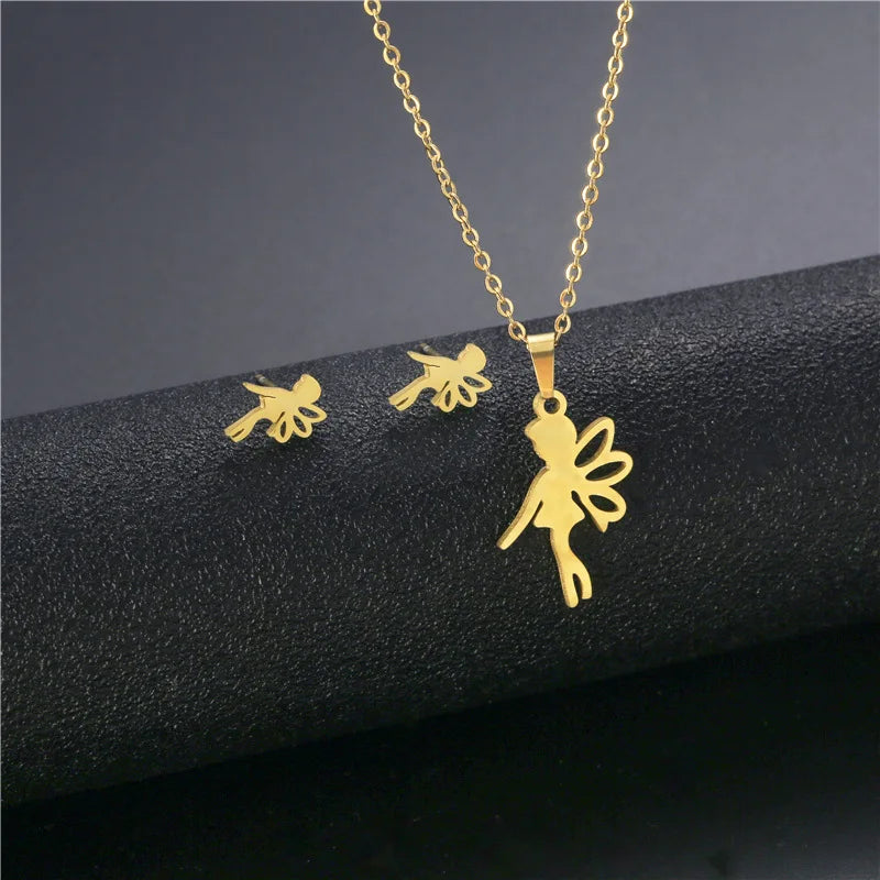 10 PiecesHip Hop Personalized Accessories Stainless Steel Necklace Fashion Jewelry Set for Women Smooth Geometric Design