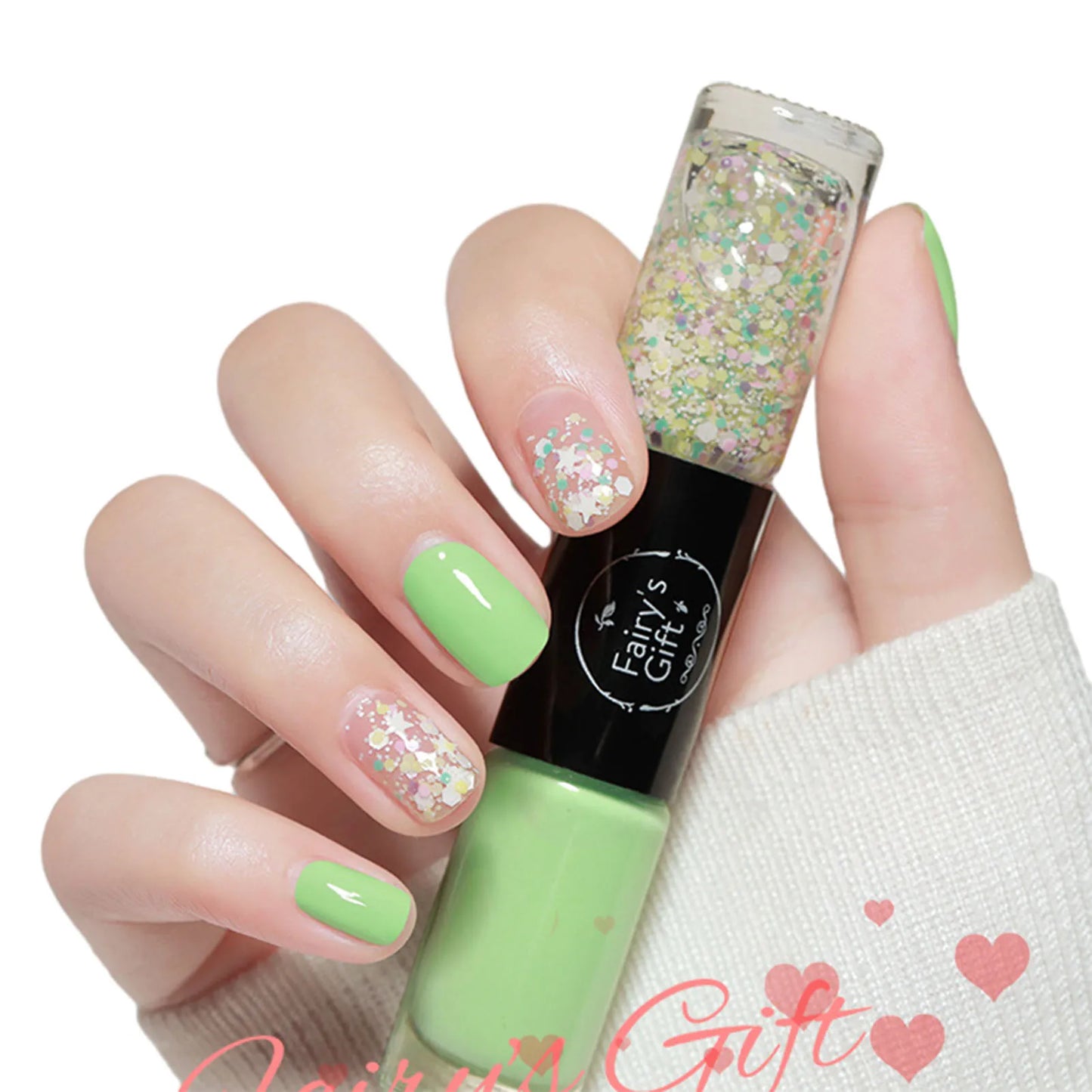 2 In 1 Double Heads Nails Polish Paillette Glitter Nails Oils Long Lasting Waterproof And No-Bake Quick Drying Gel Nails Polish