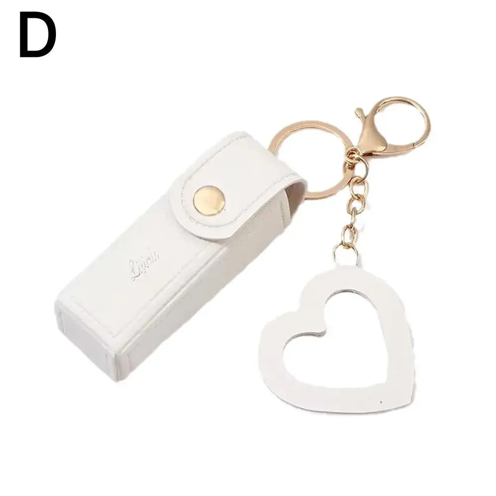 Portable Lipstick Organizer Keychain With Mirror, Glitter Lipstick Bags PU Mini Lip Gloss Bag Lipstick Holder For Women Gir E2J1