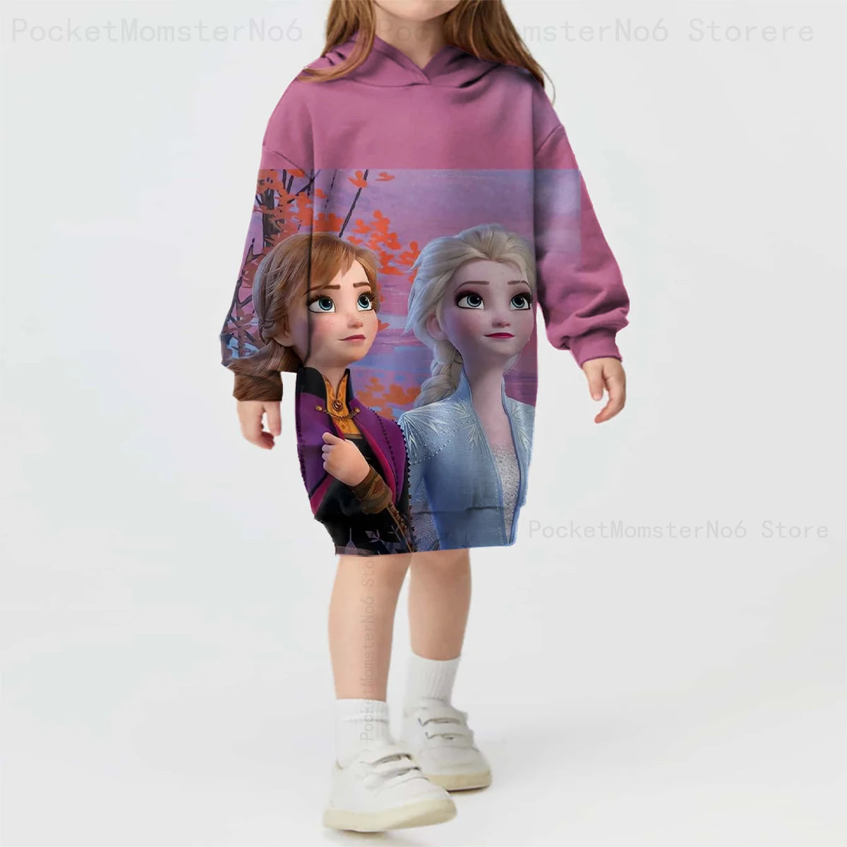 3D Printing Spring and Autumn Disney Frozen New Long-sleeved Hoodie Cute Princess Dress Kids Casual Girls Decoration