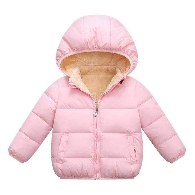 Baby Kinder Mäntel Winter Dicke Jacken Für Jungen Warme Plüsch Verdicken Oberbekleidung Für Mädchen Fell Kapuze Jacke Kinder Kleidung Schneeanzug