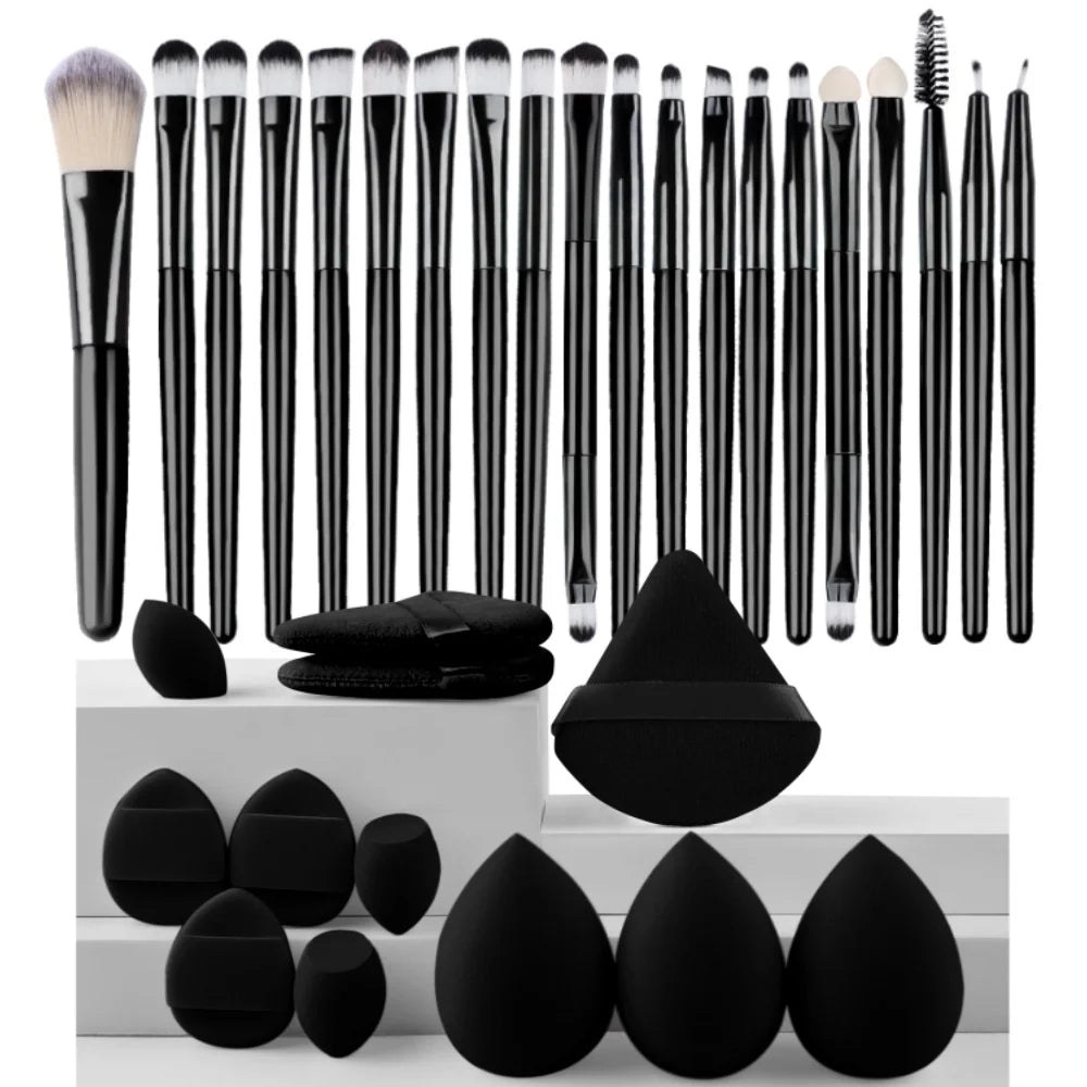 12/32pcs Makeup brush and sponge set Professional Makeup brush Set Beauty Blender Triangle Powder Puff Clean Powder Puff