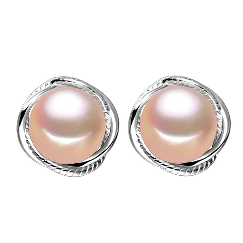 FENASY Genuine Natural Freshwater Pearl Stud Earrings 925 Sterling Silver Party Jewelry Elegant Gifts For Women Wholesale