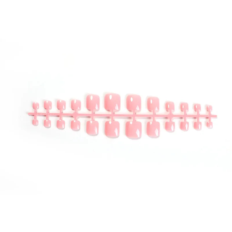 24pcs Pink Press on Toenails Ins Simple Solid Color Fake Toenail Patch Full Cover Wearable DIY Manicure Set False Toe Nails