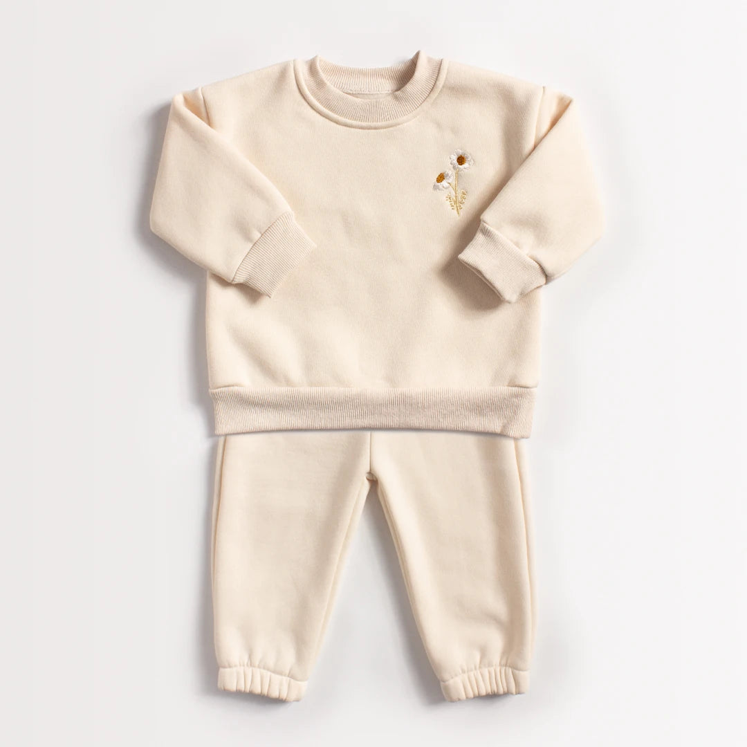Baby Mädchen Kleidung Set Fleece Stickerei Daisy Pullover Sweatshirt + Jogger Hosen Set Mädchen Jungen Trainingsanzug Kleinkind Mädchen Kleidung