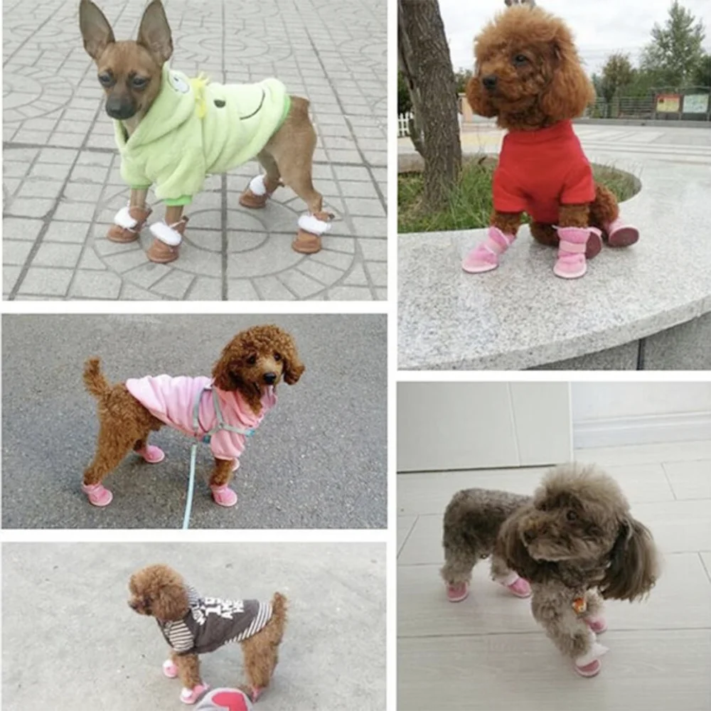 Pet Dog Winter Shoes Snow Booties Socks Waterproof Rubber Anti-slip Shoes For Small Medium Dogs Cats Puppies Footwear Pet Shoes