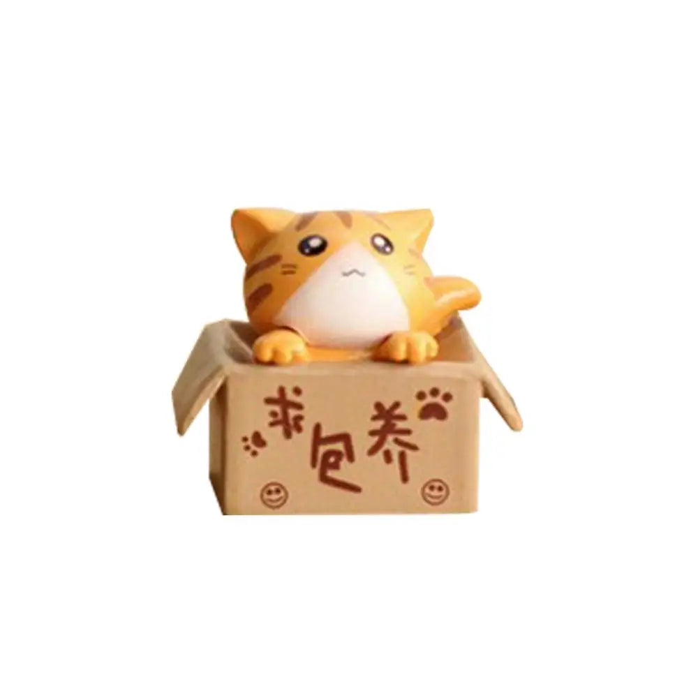 Lovely Box Cartoon Cat Miniature Landscape Decor Bonsai Resin Crafts Ornament Home Decoration Ornaments Accessories Wholesale