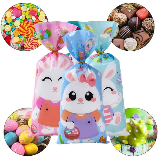 Plastic Easter Bunny Candy Bags Cartoon Packing Supplies Rabbit Ear Gift Bag Easter Party Packing Baking Tools