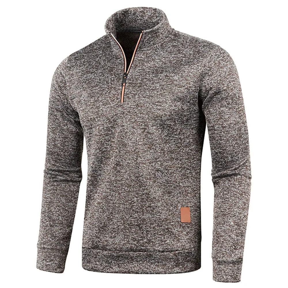 Herren Sweatshirts Frühling Dicker Pullover Halber Reißverschluss Pullover für Männer Hoody Outdoor Sweatshir Herbst Einfarbig Rollkragenpullover
