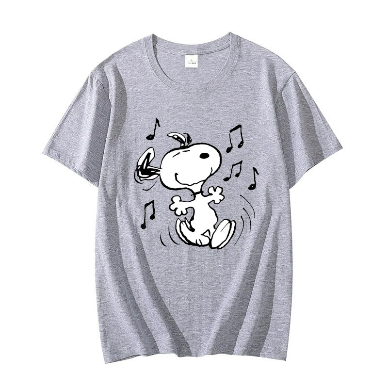 Snoopy!!! the Musical Men T-shirt Summer Short Sleeve Women Tee Shirts 100% Cotton 2025 New Fashion Couple Clothes Tops
