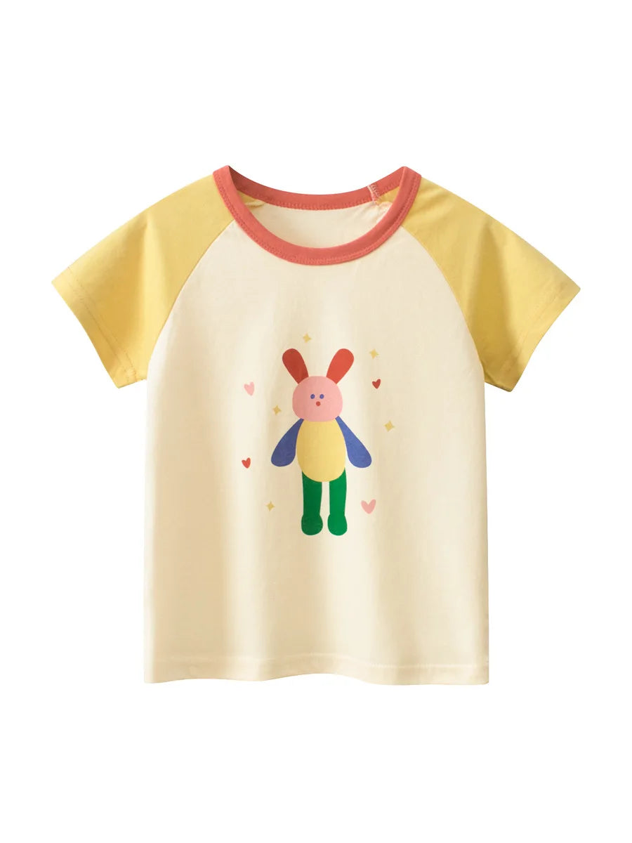 2024 sommer 2-8 Jahre Kinder Mädchen Shorts Ärmel T-shirts Gedruckt Kleines Mädchen Top Baby Mädchen T Shirts Kinder kleinkind Mädchen Kleidung