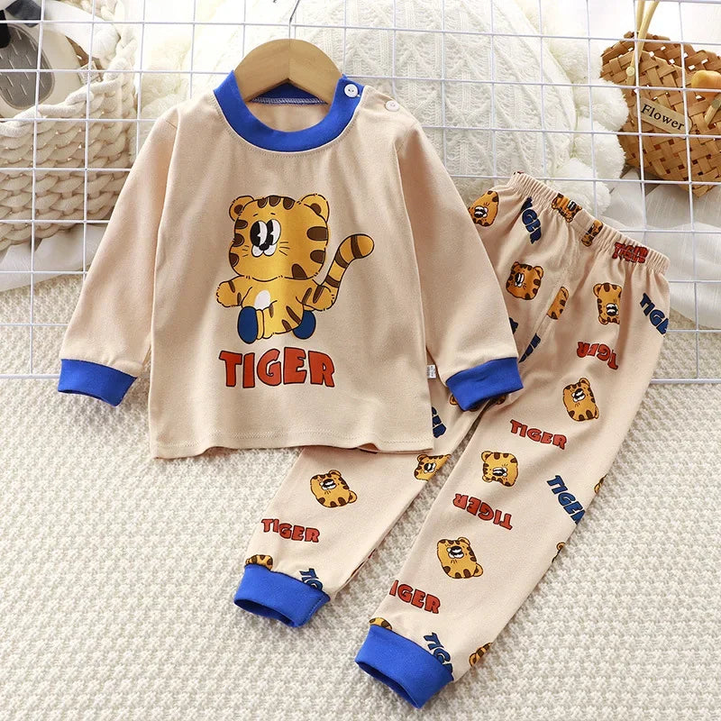Neugeborene Kinder Jungen Mädchen Pyjama Sets Cartoon Casual Langarm Niedlich T-Shirt Tops mit Hosen Kleinkind Baby Herbst Schlafkleidung