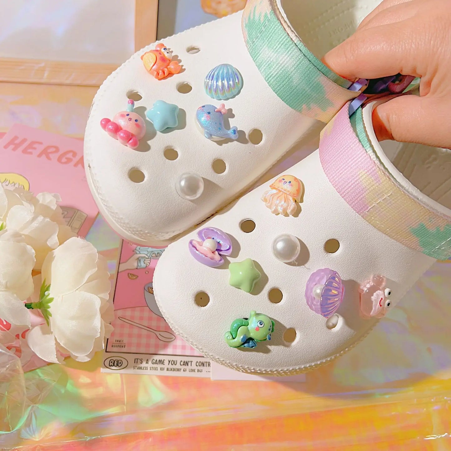 Shoe Accessories Pearl Shells Animals Cartoon Flower Buckle Holes Shoes