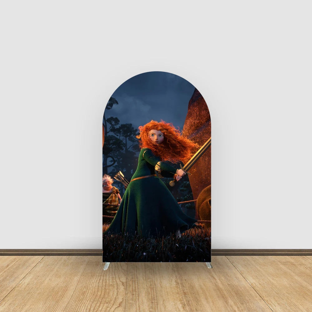 Disney Brave Legend Merida Theme Arch Background Cover Birthday Party Balloon Decoration for Arch Backdrop Stands-spandex Fabric