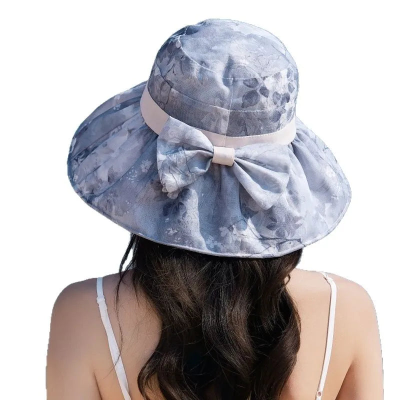 Women's Summer Hat Flower Bucket Hat Sunshade Beach Sunhat Korean style Elegant Breathable Sun Hat Foldable New