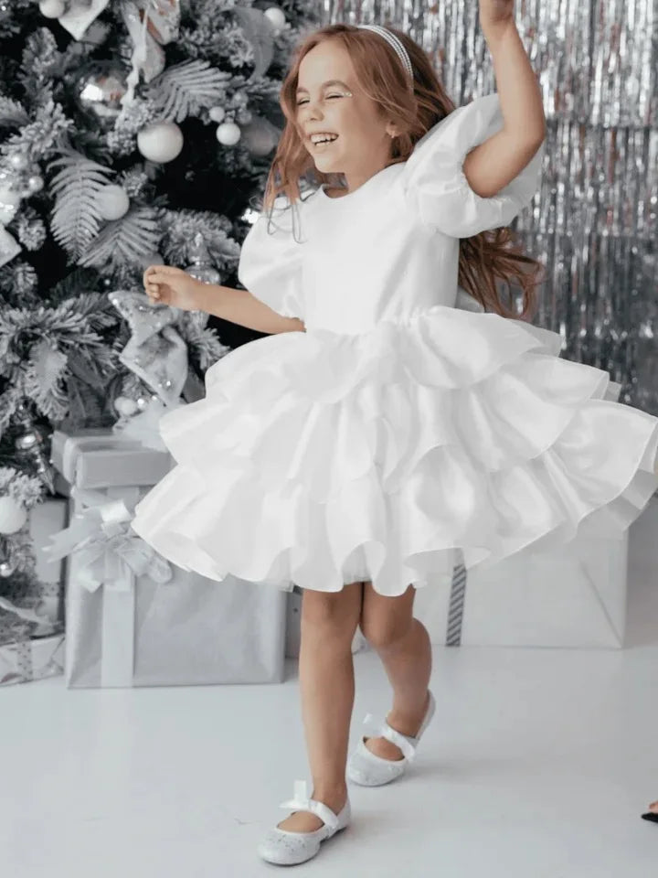 Mode Baby Mädchen Prinzessin Lagenkleid Puffärmel Säugling Kleinkind Teen Vestido Party Geburtstag Ballkleid Babykleidung 1-12Y