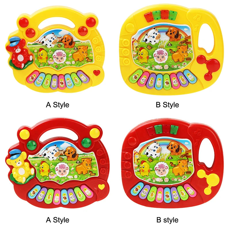 Baby-Musikspielzeug mit Tiergeräuschen, Klaviertastatur, elektrisches blinkendes Musikinstrument, frühes Lernspielzeug für Kinder