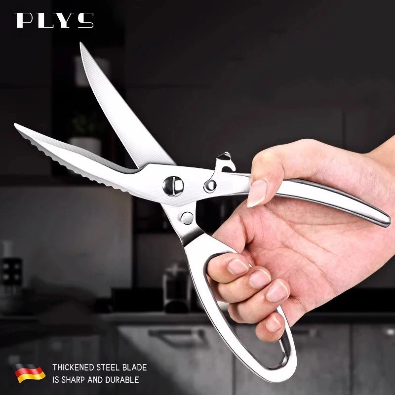 PLYS Fish Killing Kitchen Scissors, Stainless Steel Multifunctional Chicken Bone Scissors, Kitchen Fish Scaling Tool