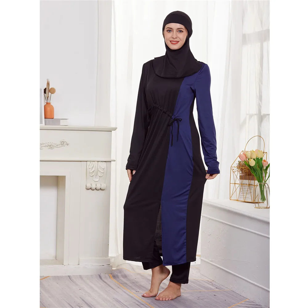 2024 New Arrival Stylish Muslim Swimwear Burkinis 3 Piece Long Robe Swimming Hijab Suit Muslimah Hijab Swimsuit Islamic Swimwear