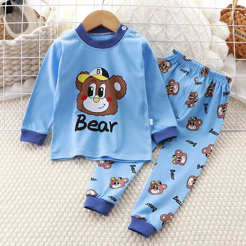 Neugeborene Kinder Jungen Mädchen Pyjama Sets Cartoon Casual Langarm Niedlich T-Shirt Tops mit Hosen Kleinkind Baby Herbst Schlafkleidung
