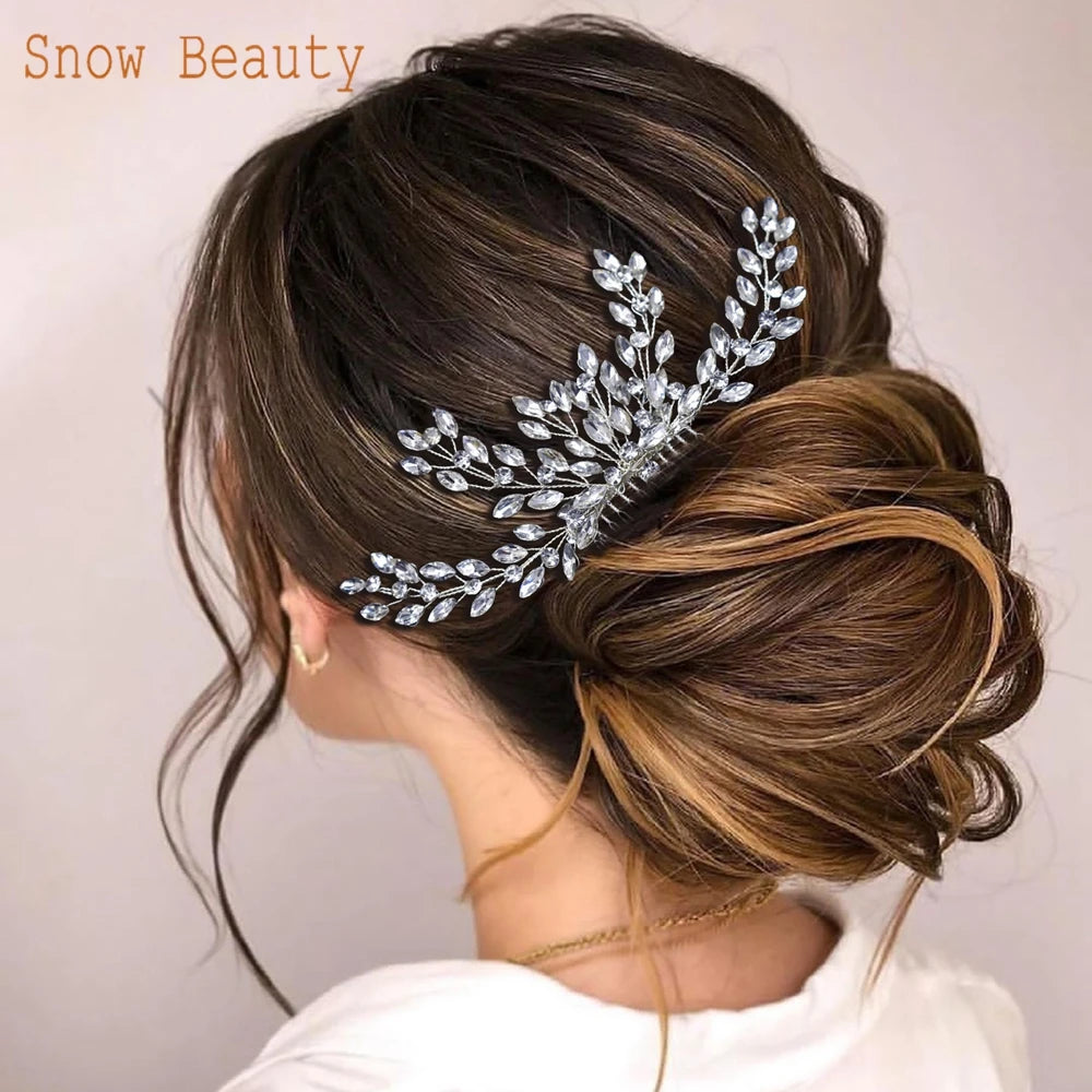 A487 Crystal Wedding Head piece Hair Comb Headband Bridal Hairpins Bridal Hair Jewelry Hairbands Party Accessories Gift Headwear