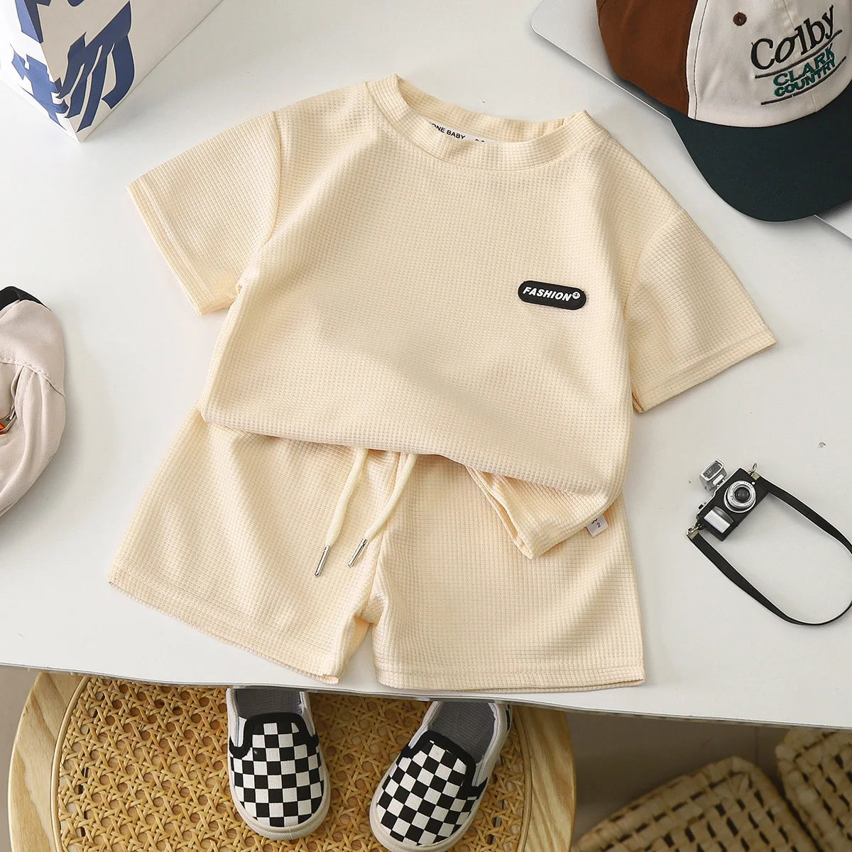 2-teiliges Set für Sommerkinder, Jungen und Mädchen, Baby-T-Shirt und Hose, Outfits, einfarbig, Trainingsanzüge, 1–8 Jahre