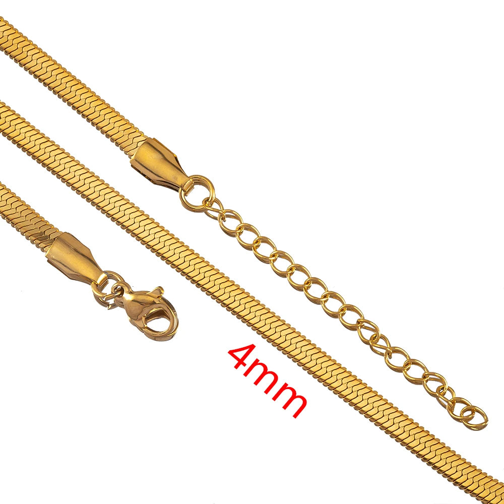 No Fade 5pcs Stainless Steel Twist Chain Necklace Box Snake Chain with Clasp Open Ring DIY Men Jewelry Making Findings Accessory