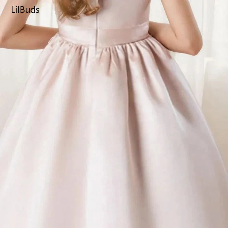 2024Princess Girls Party Dress Clothings Children Elegant Outfit Concert Fashion Luxury Costume Matching Host Satin Kids Clothes