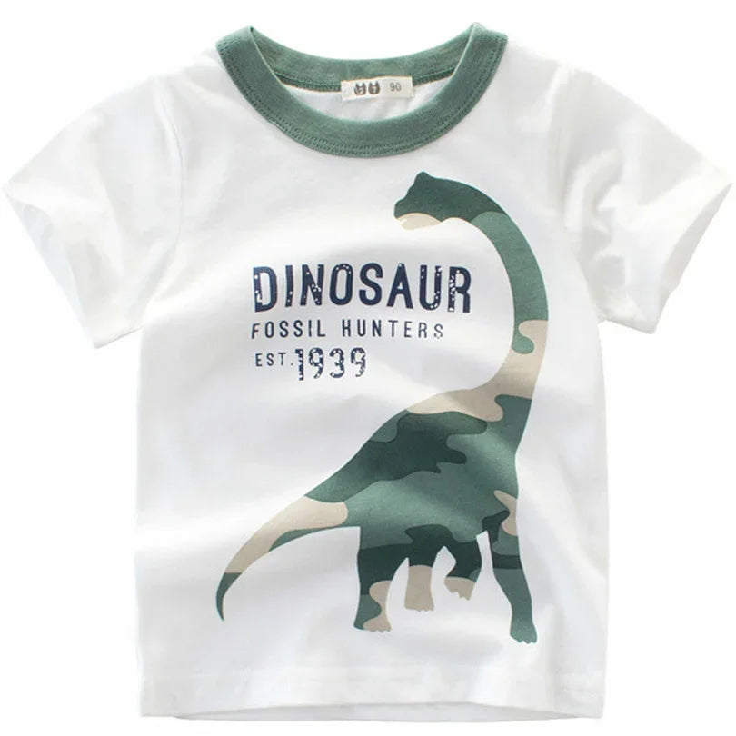 2025 Cartoon Druck Baby Junge Dinosaurier T Shirt Für Sommer Infant Kinder Jungen Mädchen Lion T-Shirts Kleidung Baumwolle Kleinkind Brief tops