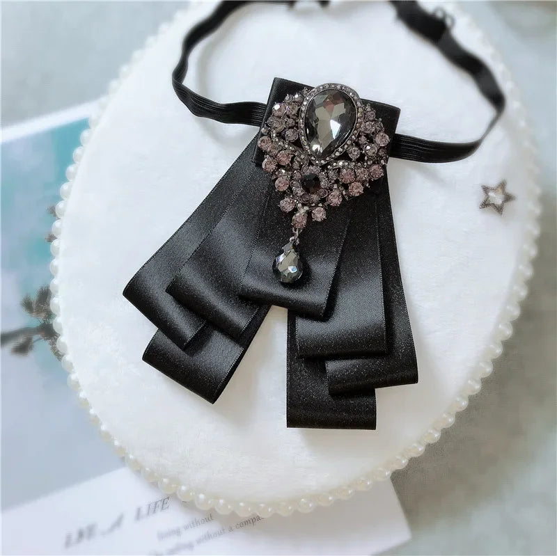 Men's Wedding Bow Ties Women's Accessories British Korean Business Banquet Formal Dress Shirt Rhinestone Ribbon Bow-tie Gifts mon