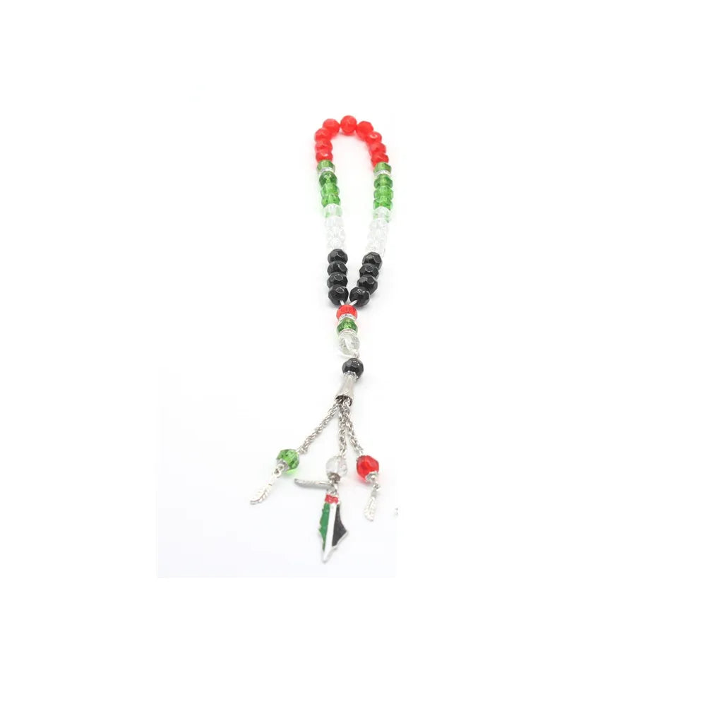 Palestine Arabic Flag Color 99 Tesbih Prayer Beads Rosary Tasbih Muslim Car-Home-Office Hanging Masbaha Misbaha Sibaha Subha
