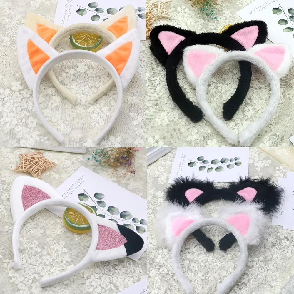 Adults Kids Plush Cute Fox Cat Ears Headband Hairband Hair Hoops for Birthday Gift Wedding Party Costume Christmas New Years