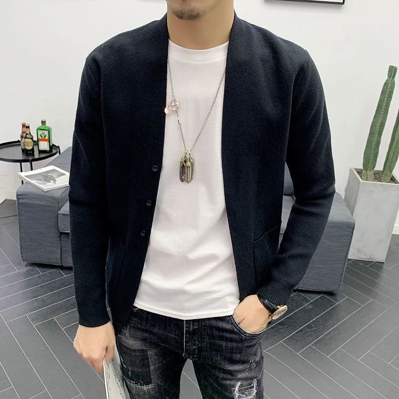 Men Fashion Korean Clothing Entity Quality More Color 2020 New Four Color Cardigan Sweater Men Erkek Kazak Sweter Masculino