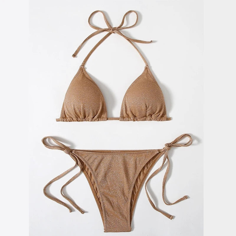 NHKDSASA Swimsuit 2022 New Swimwear Plus Size Bikini Set Arrival Halter Bandage Push Up Brazilian Biquini Separate Swimsuit