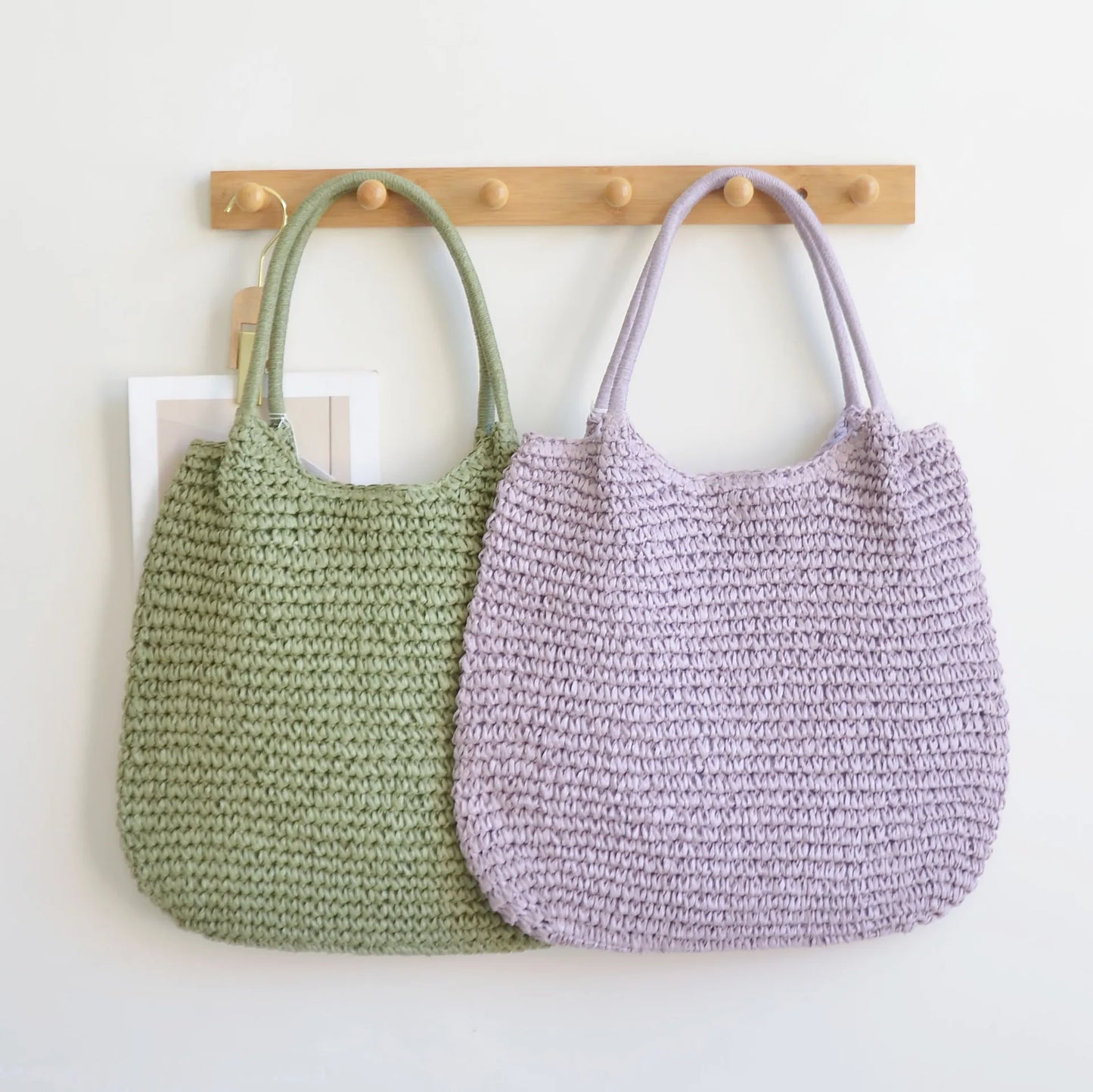 Casual Large Capacity Straw Tote Bag Simple Paper Woven Women Shoulder Bags Handmade Big Summer Beach Handbags Big Shopper Purse