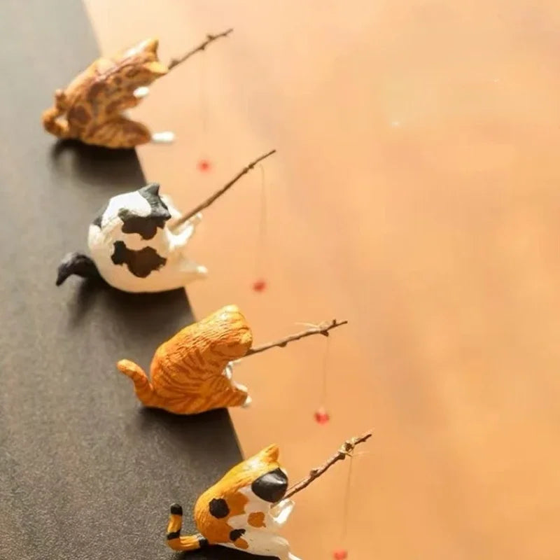 YELL Fish Tank Fishing Cat Hanging Creative Ornament Fishing Mini Decoration Micro Landscape Gachapon Toy Doll Gashapon Figures