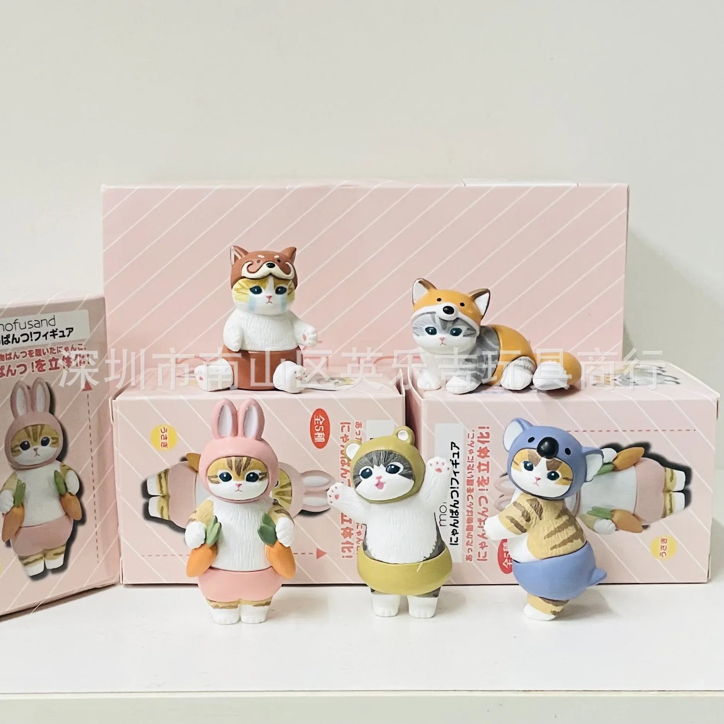 Eikoh Egg Box Blind Box Mofusand Cat Shark Illustration Designer Shark Cat Collection Model Scenery 5 Decorations For Kid's Gift